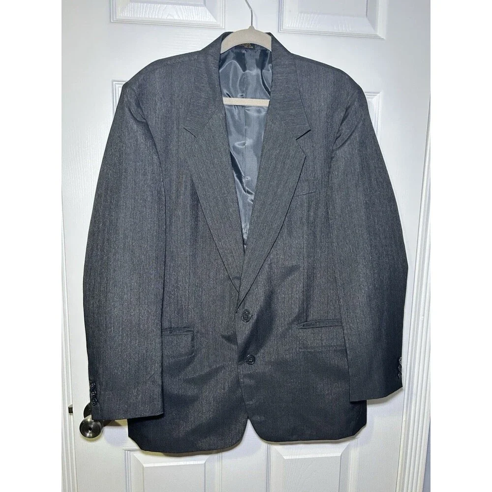 Carlo Briani Vintage Men’s Blazer Dark Grey Light Pinstripe Size 42R